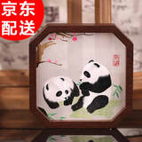大熊猫锦绣织造府蜀绣双面熊猫刺绣摆件中国特色礼物送老外出国礼品成都伴手礼纪念 迎春梅熊猫手工双面蜀绣（jd发货）