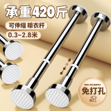 访客晾衣杆伸缩免打孔阳台窗帘杆支撑衣柜挂晒衣杆晾衣架 圆1.1~2米