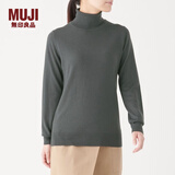 无印良品 MUJI 女式 天竺 高领毛衣 长袖针织衫 深灰色 M