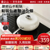 温仑山鹅卵石不粘锅炒锅麦饭石色铁锅炒菜锅燃气电磁炉炒锅不粘锅32cm
