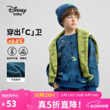 迪士尼（DISNEY）童装儿童男童加绒潮酷圆领卫衣保暖抗静电上衣24冬DB441EE02蓝120