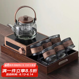 尚言坊胡桃木电陶炉煮茶壶煮茶器套装加厚玻璃烧水泡茶小型电热茶炉套装