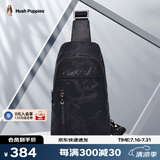 暇步士（Hush Puppies）胸包男士斜挎包夏新款帆布包休闲户外运动包小包潮流单肩包 黑色HA-1911365W-5723