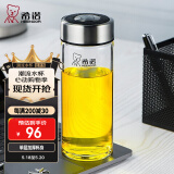 希诺（HEENOOR）玻璃杯男女士单层加厚大容量办公家用透明杯子便携带盖泡茶水杯 本色（带滤网） 400ml