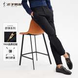 才子（TRIES）男士休闲裤新款商务弹力直筒裤子男士春秋季宽松高级感西装裤 黑色 32 82cm