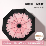 C'mon 防晒太阳伞遮阳伞女防紫外线小巧便携口袋伞晴雨伞 胭脂粉五折伞