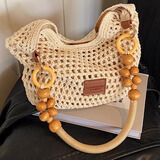 栢启歆女包编织斜挎包大容量托特包手提包时尚百搭海边度假单肩包 夏日编织包【大号】