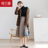 柯兰娜高领春秋针织衫女长袖修身加厚百搭打底衫上衣黑白色内搭毛衣 黑色 均码