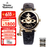 薇薇安·威斯特伍德（Vivienne Westwood）西太后小金表手表女士皮带生日送女生礼物石英表学生欧美表小表盘 黑金土星女表 VV006BKGD 32mm