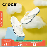 crocs卡骆驰贝雅卡骆班运动拖鞋男鞋女鞋居家夹脚平底人字拖鞋|205393 白/深蓝-126 43 (270mm)