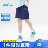 361°儿童短裤夏季男女童3-12岁透气运动裤梭织五分裤 藏青 175