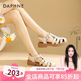 达芙妮官方 罗马凉鞋女2024新品春夏包头鞋复古编织粗跟沙滩鞋软底凉鞋 米色【经典热卖款】 37