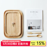川岛屋 日式橡胶木原木托盘茶盘长方形点心盘实木托盘TP-6 大号橡胶木