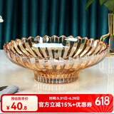 花语四季玻璃水果盘欧式家用客厅茶几高档轻奢零食糖果干果收纳盘大号欧式 莲花果盘