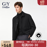 金利来GY服饰单夹克男翻领单茄克时尚休闲男士上衣外套 黑色 L00 
