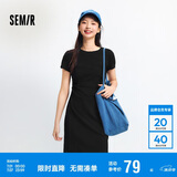 森马（Semir）连衣裙女圆领收腰弹力针织裙2025夏刺绣休闲短裙辣妹109325114001
