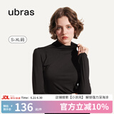 ubras肌底衣长袖上衣基础打底衫秋冬美拉德穿搭保暖内衣女 半高领-黑色 S