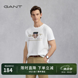 GANT/甘特【100%棉】男女情侣款学院风美式休闲圆领短袖重磅T恤 110白色 XL