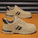 卡斐乐工装男鞋2025新款夏季工地干活上班防滑耐磨运动休闲登山劳保潮鞋 卡其 单层 41 现货速发