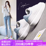 奥古狮登小白鞋女2025新款百搭休闲白色板鞋子女军训运动鞋女舒适轻便女鞋 10216浅蓝【四季款】 37