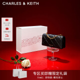 CHARLES&KEITH质感菱格链条小方钱包女包包女包生日礼物520礼物CK6-10680924 Black黑色 XS