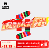Happy Socks春夏款袜子女男袜薄荷曼波运动彩虹白色棉袜中筒袜 彩红条纹 1双 M 36-40