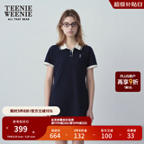Teenie Weenie小熊夏季撞色Polo休闲通勤简约白色连衣裙时尚收腰短裙女 藏青色 M (165)