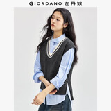 佐丹奴老钱风马甲女外搭极细针织衫减龄撞色V领针织背心13354683