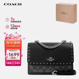 蔻驰（COACH）【品牌直供】女士小号黑色PVC配皮斜挎小方包