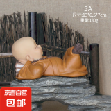 创意古风小和尚摆件佛系禅意家居客厅茶桌人物玩偶盆景造景装饰品 5A舒缓翘腿