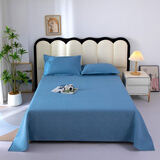 南极人原棉老粗布床单双人家用冬暖夏凉亲肤加厚学生学生宿舍帆布被单子 纯色-蓝 120x230cm单床单（0.9m学生床适用）