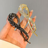 高级感闪闪水钻发夹女后脑勺盘发一字夹发卡CLp女满钻发饰jd 水钻扭扭夹【金色+黑色】2个装