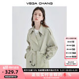 VEGA CHANG风衣外套女2025年春秋新款中长款高级感纯色大衣 豆沙绿 XS