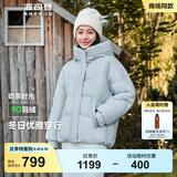 波司登（BOSIDENG）【反季】羽绒服女短款连帽加厚新国标90绒商场同款宽松休闲外套 天蓝爱心印花9W38 L 170/92A 体重约130-150斤