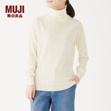 无印良品 MUJI 女式 天竺 高领毛衣 长袖针织衫 米白色 XL