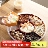 家の物语（KATEI STORY）日本进口干果盘分格零食果盘客厅高级水果盘糖果盒带盖瓜子盘托盘 果盘干果盘 圆形7格【1个装】