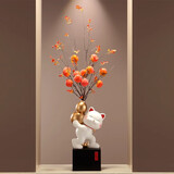 赟娅新中式招财猫大号葫芦花艺花瓶摆件高级感入户门玄关客厅插花装饰 葫芦招财猫大号+柿子枫叶大号