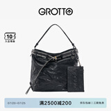 GROTTO个乐流浪包中号子母包托特松弛感通勤斜挎单肩包礼物 经典黑 中号