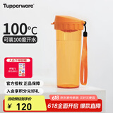 特百惠（Tupperware）茶韵500ML塑料杯男女士学生夏季运动水杯子户外便携大容量 橘花橙