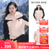骆驼（CAMEL）三防冲锋衣户外登山服防水防风防污三合一保暖时尚运动外套 A9W114120-1X，木黛色/幻影黑女 XXL
