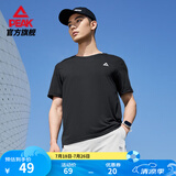 匹克（PEAK）速干t恤男夏季冰巢科技跑步运动短袖吸湿透气健身服 黑色-【速干男款】 L 【男175/女170】