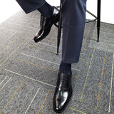 【发顺丰空运】上顿丹尼高档皮质三接头手工皮鞋内增高6cm英伦商务正装皮鞋大小码系带牛津鞋新郎婚鞋结婚 黑色内增高 37