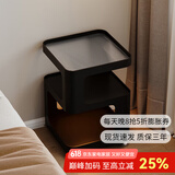 航轩世家床头柜小型家用卧室创意床边柜现代简约收纳架子铁艺移动边几 【带感应灯】35*35*59cm-幽暗黑