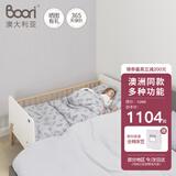 Boori儿童床实木床边床婴儿床拼接床带护栏多功能男孩女孩床加宽白色