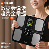 沃莱智能体脂秤专业健身体脂称家用电子称减肥体重秤男女减脂瘦身人体健康秤 黑色充电款