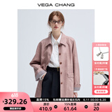 VEGA CHANG皮衣女款2025年新款春秋美式复古中长款PU皮外套 橡皮粉 L
