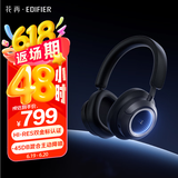 漫步者花再Halo Space 头戴式无线蓝牙耳机 主动降噪 2.4G有线蓝牙三模 游戏桌搭 适用苹果华为小米 破界黑