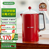 大宇（DAEWOO）烧水壶电热水壶电水壶304不锈钢双层多段控温保温恒温热水瓶EK01 1.5L 【一键柔声烧水】复古红