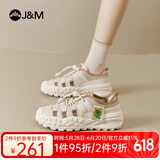 快乐玛丽（J&M）休闲鞋女秋季登山鞋厚底运动鞋户外露营丑萌溶解女鞋 米色 37 
