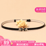 viney牛皮女士皮带学生玫瑰对扣腰带搭配装饰腰封裤带时尚百搭生日礼物